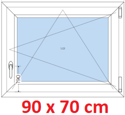 Jednokrdlov Plastov okno 90x70 cm, otevrav a sklopn, Soft