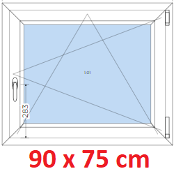 Jednokrdlov Plastov okno 90x75 cm, otevrav a sklopn, Soft