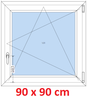 Jednokrdlov Plastov okno 90x90 cm, otevrav a sklopn, Soft