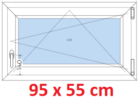 Plastov okna OS SOFT ka 95 a 100cm x vka 55-110cm  Plastov okno 95x55 cm, otevrav a sklopn, Soft