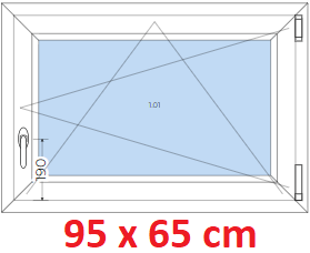 Jednokrdlov Plastov okno 95x65 cm, otevrav a sklopn, Soft