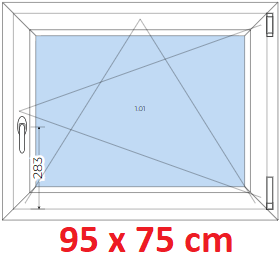 Jednokrdlov Plastov okno 95x75 cm, otevrav a sklopn, Soft