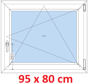 Jednokrdlov Plastov okno 95x80 cm, otevrav a sklopn, Soft