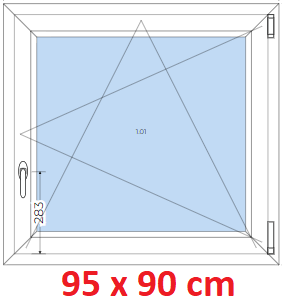Otevrav / sklopn Plastov okno 95x90 cm, otevrav a sklopn, Soft