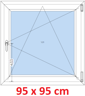Jednokrdlov Plastov okno 95x95 cm, otevrav a sklopn, Soft