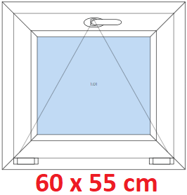 Jednokrdlov Plastov okno 60x55 cm, sklopn, Soft